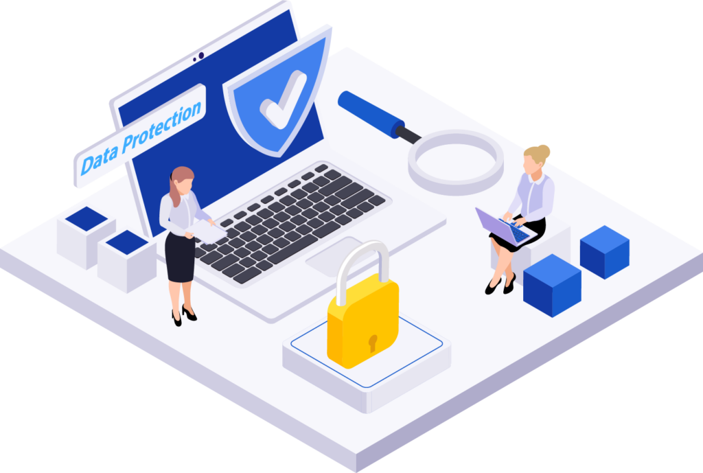 Outsourced Data Protection Officer Illustration with two human characters