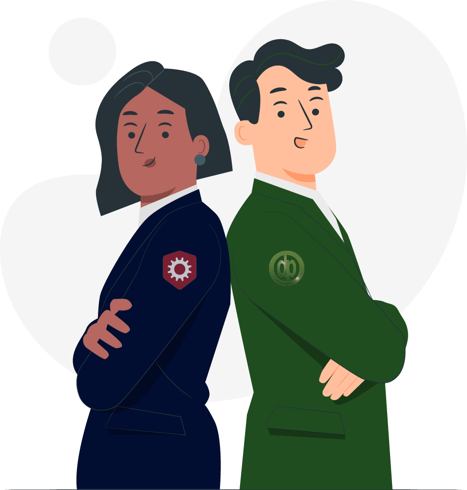 Two human characters illustration for business partnership