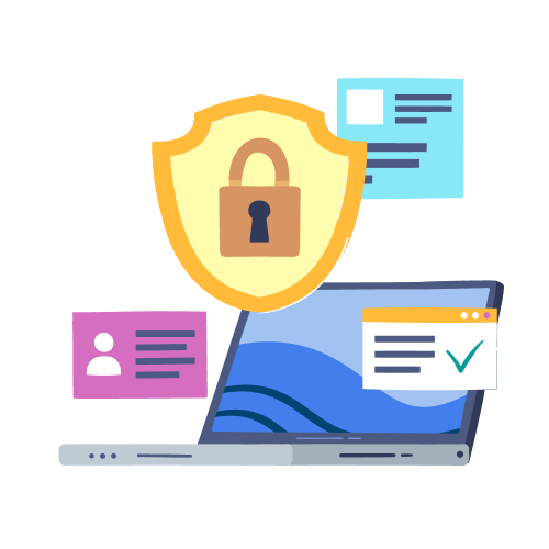 Laptop graphic with security and padlock