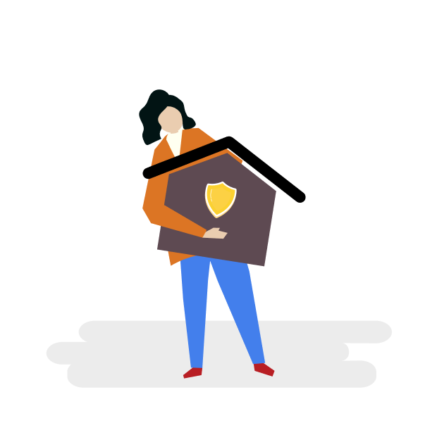 Female graphic with a house