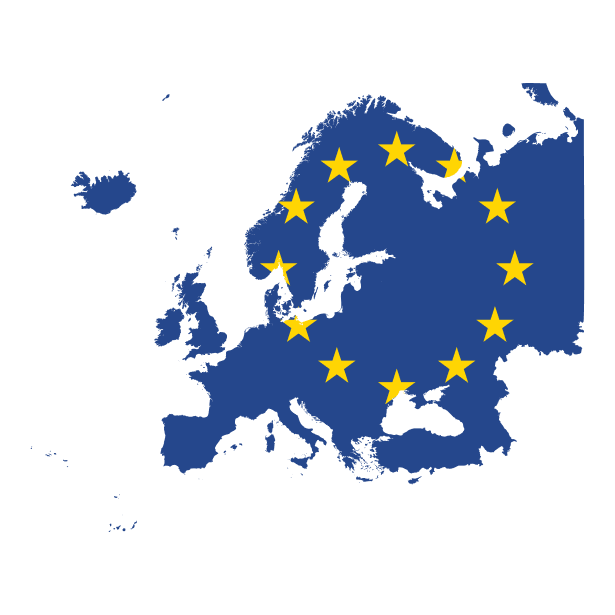 European Map illustration with yellow stars