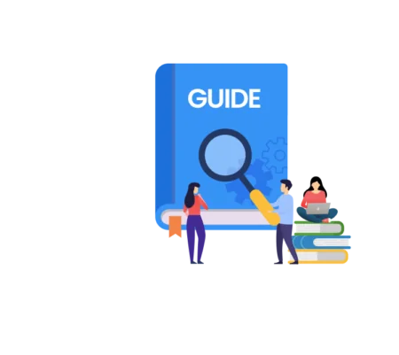 A guide and books graphic