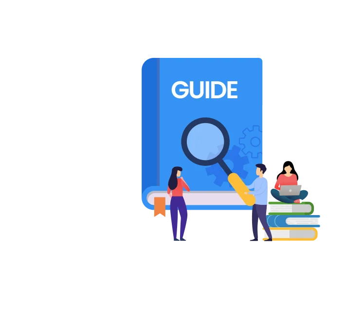 A guide and books graphic