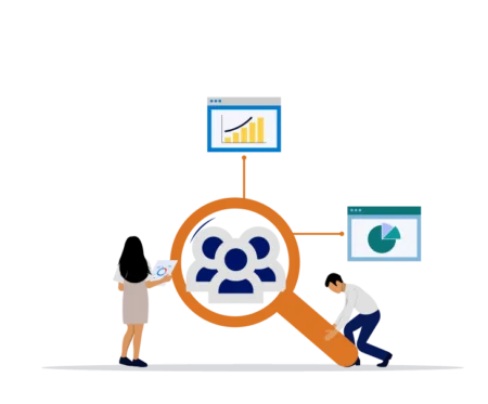 Graphic of two workers conducting an analysis