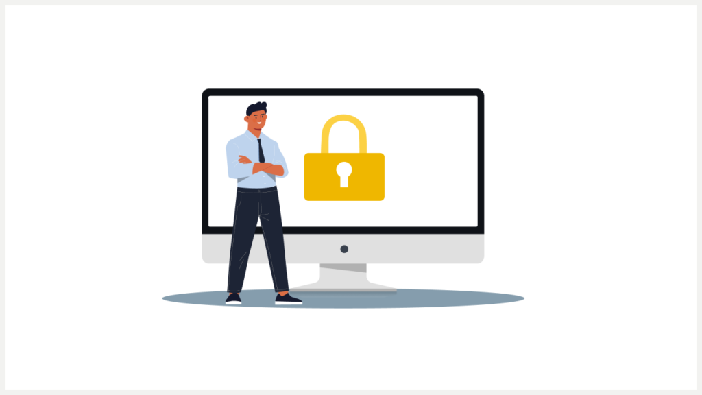 Title ''Protecting Personal Data with a Data Privacy Officer'' with a security graphic on the right