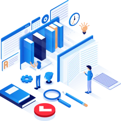 Different Categories of Data Subjects Concept with human characters, books, gear icon and data protection illustration