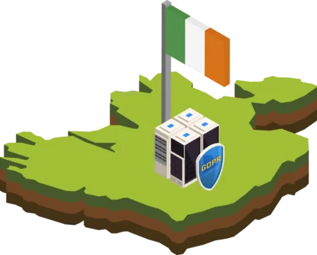 Ireland isometric map and flag vector with GDPR illustration