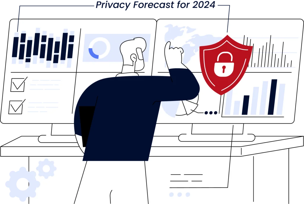 Vector data privacy forecast abstract concept vector illustration