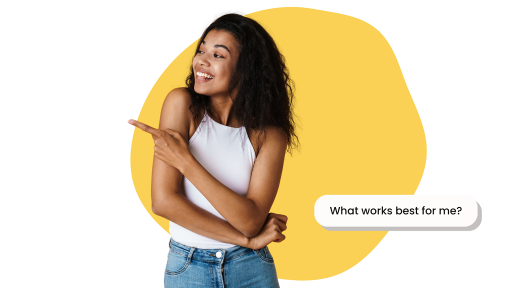 Female pointing to the left